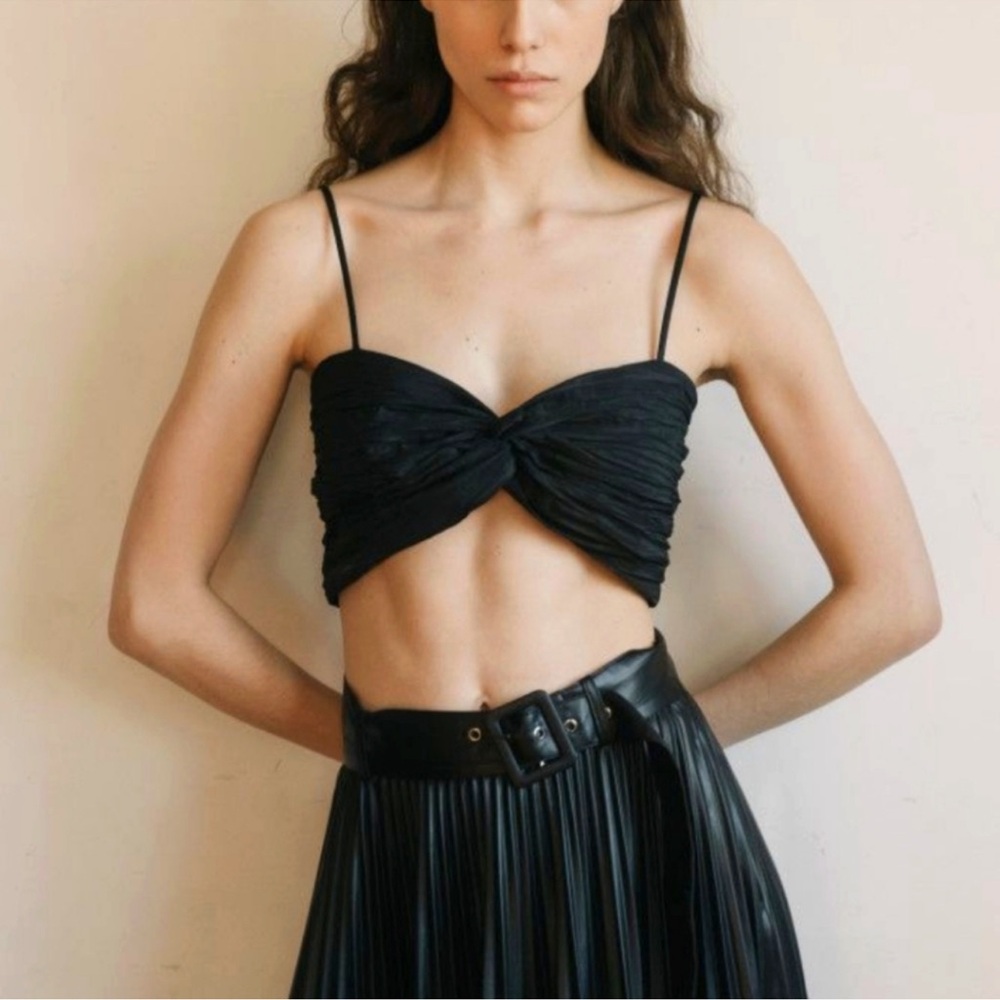 Zara Twisted Crinkle Bralette Bra Top
